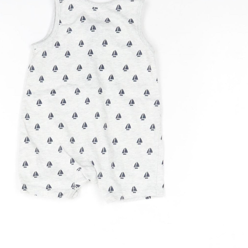 F&F Baby Grey Spotted Babygrow One-Piece Size 0-3 Months - Sail Boats