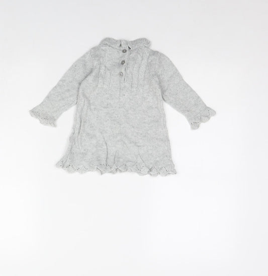 F&F Girls Grey Jumper Dress Size 6-9 Months
