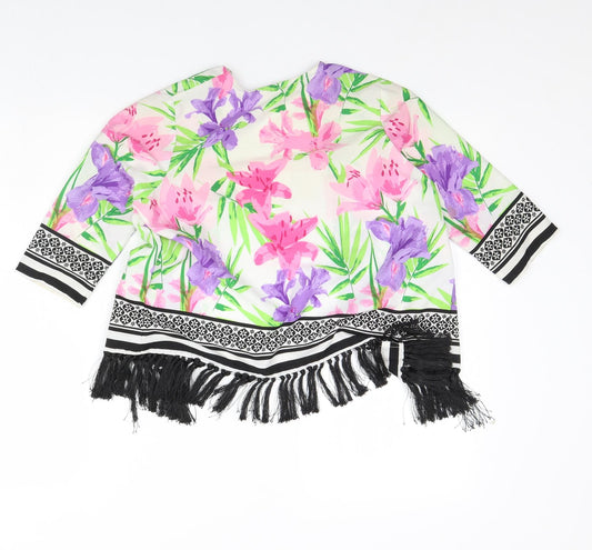 Miss Evie Girls White Floral Jacket Size 9 Years