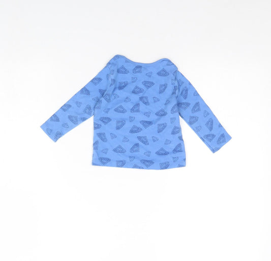 Preworn Baby Blue Spotted Basic T-Shirt Size 6-9 Months - Superbaby