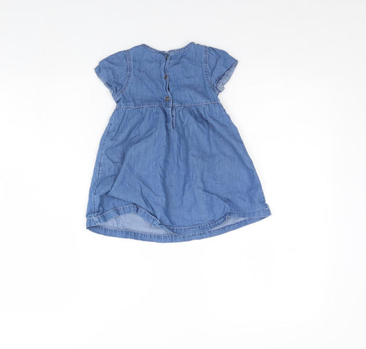 Peacocks Girls Blue Denim Fit & Flare Size 9-12 Months