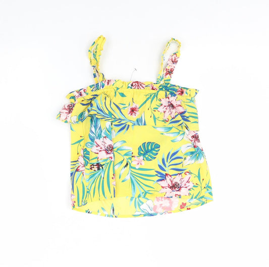 Primark Girls Yellow Floral Basic Blouse Size 9 Years