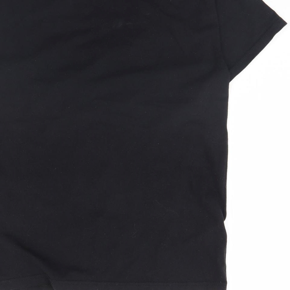 Womens UK Size S Fruit of the Loom Black Basic T-Shirt