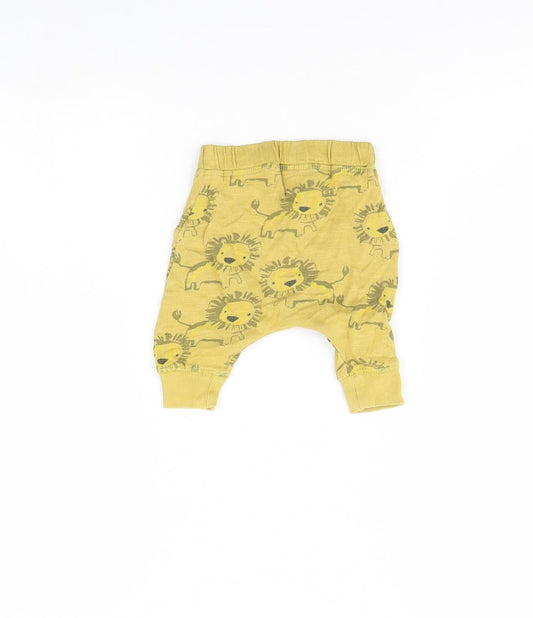 NEXT Baby Yellow Animal Print Jogger Trousers Size 0-3 Months - lion
