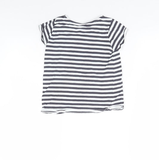 Nutmeg Girls Blue Striped Basic T-Shirt Size 8 Years
