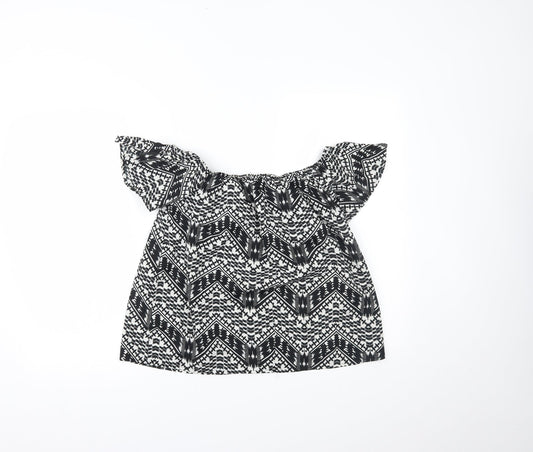 Primark Womens Black Geometric Basic Blouse Size 10