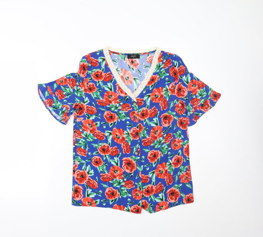 Womens UK Size 10 Papaya Multicoloured Basic Button-Up
