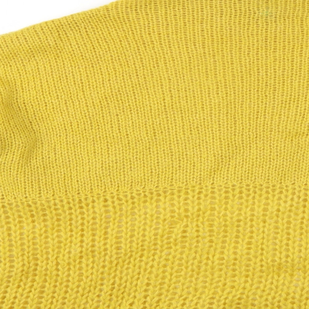 Womens UK Size M Preworn Yellow Henley Jumper