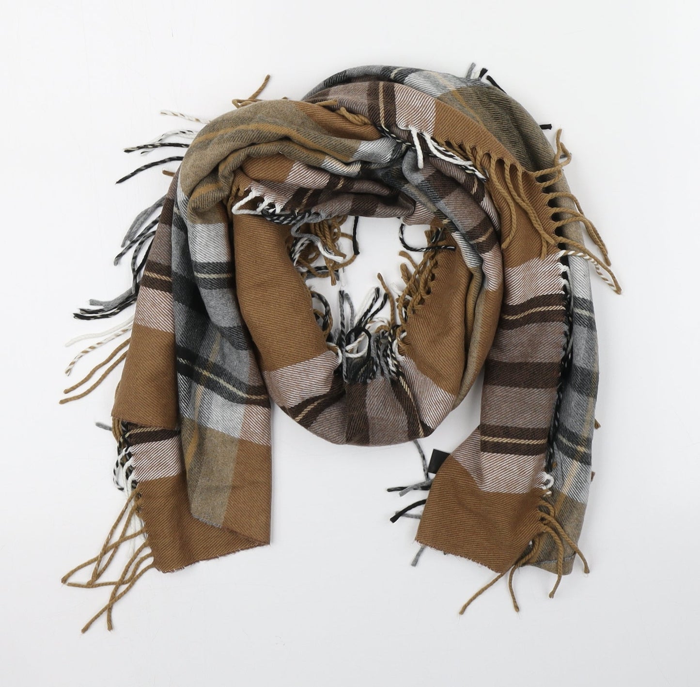 Front view of Marks & Spencer unisex multicoloured plaids & checks scarf one size