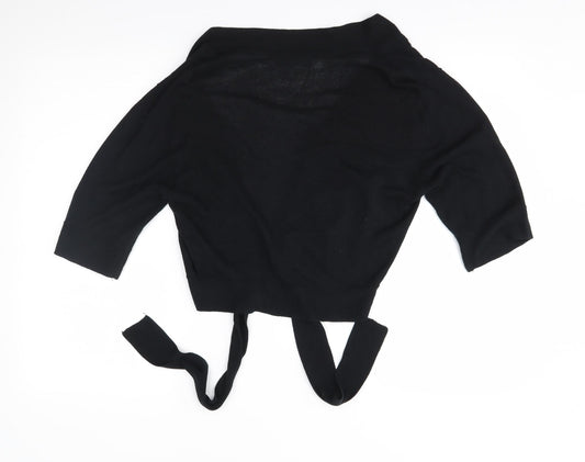 just elegance Womens Black Cardigan Jumper Size M - ties