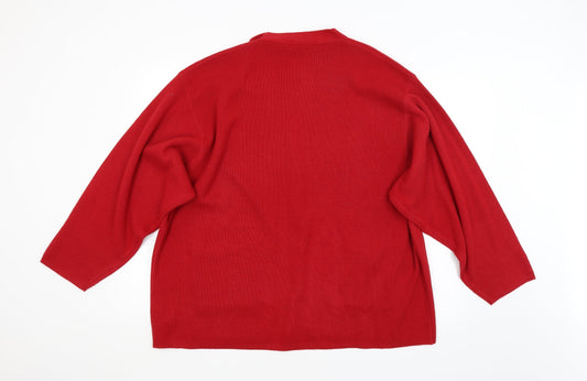 Daxon Womens Red Cardigan Jumper