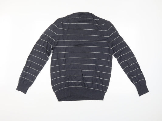 Gap Mens Grey Striped Pullover Jumper Size M