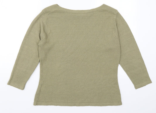 Collections Womens Green Knit Pullover Jumper Size M