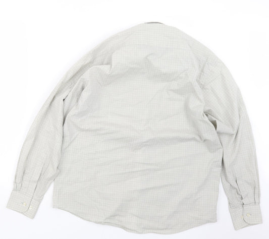 Mens UK Size 15 Marks and Spencer Grey Button-Up Long Sleeve Casual Shirt