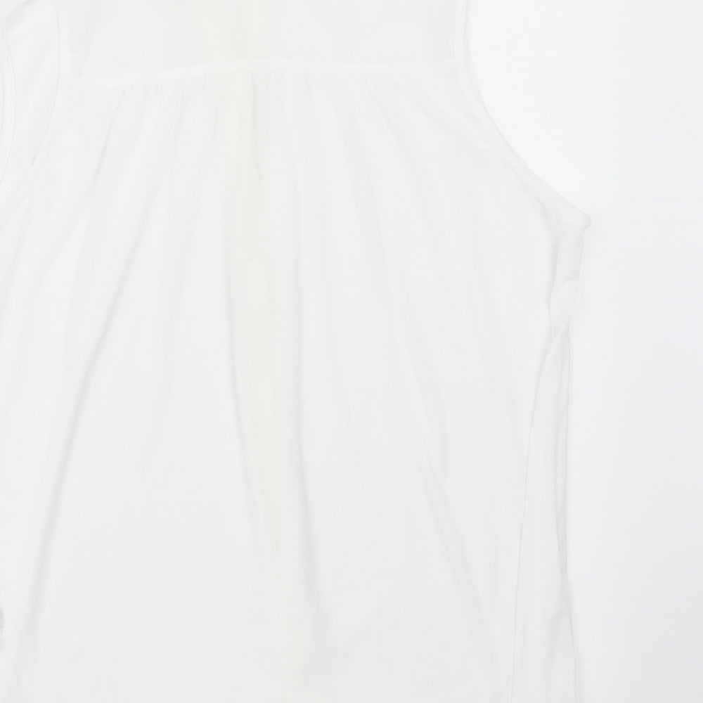 Womens UK Size M H&M White Basic Button-Up