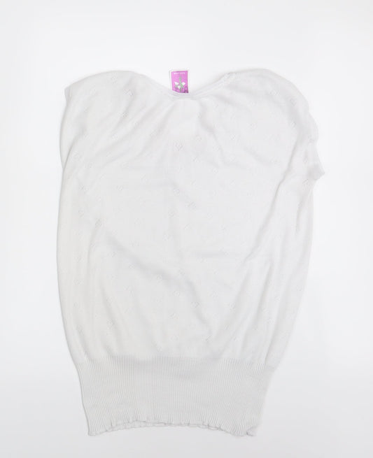 White Snowdrop Womens White Floral Pullover Jumper Size L