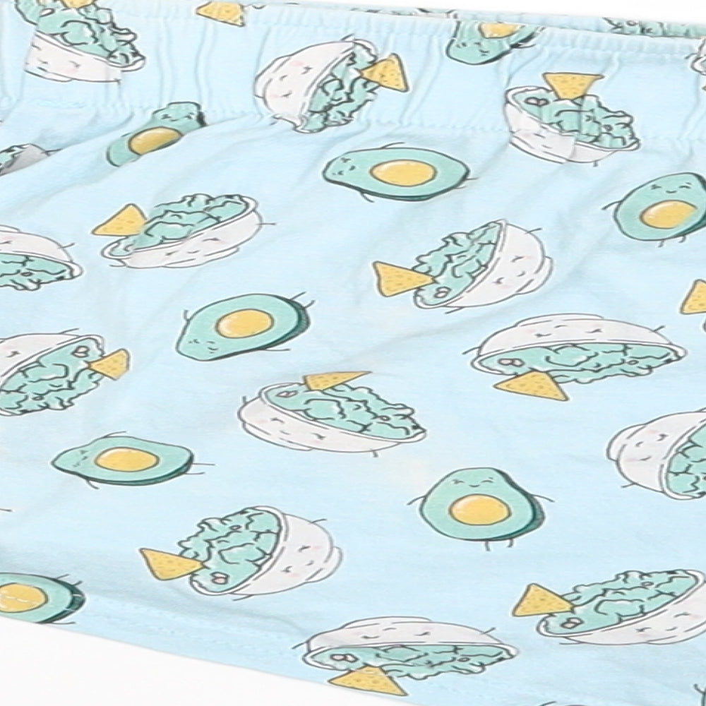 New Look Womens Blue Animal Print Hot Pants Shorts Size M