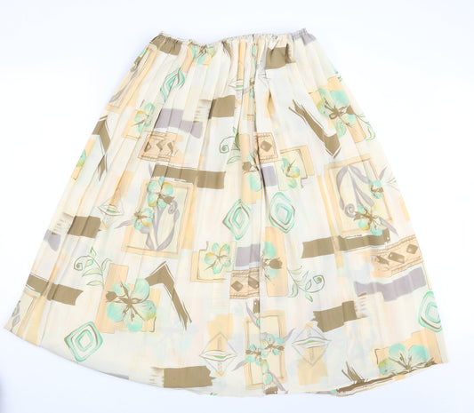 Preworn Womens Ivory Floral A-Line Skirt One Size