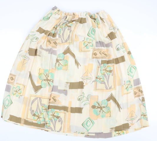 Preworn Womens Ivory Floral A-Line Skirt One Size