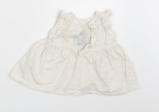 Debenhams Girls White Floral T-Shirt Dress Size 3-6 Months