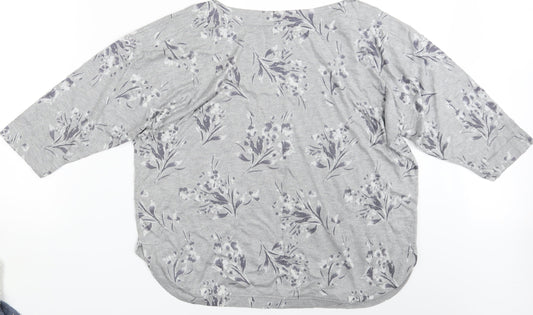 Monsson Womens Grey Floral Pullover Jumper Size XL