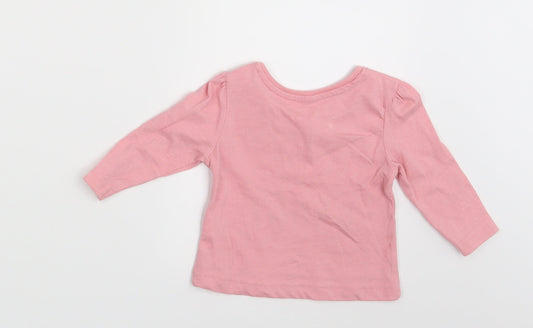 Primark Girls Pink Basic T-Shirt Size 3-6 Months - Smiles for daddy