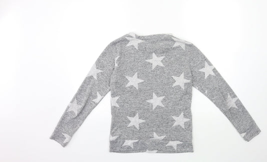 miss funky Womens Grey Knit Pullover Jumper Size S