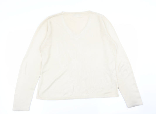 fay louise Womens Beige Floral Pullover Jumper Size M