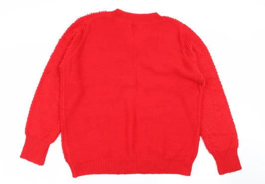 Womens UK Size L Papaya Red Pullover Jumper