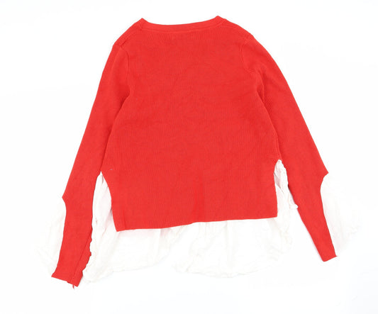 yu & me Womens Red Pullover Jumper Size M