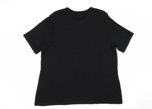 Womens UK Size XL canda Black Basic T-Shirt