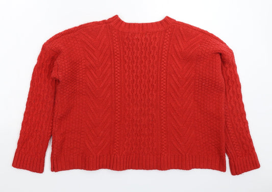 Daphnea Womens Red Knit Pullover Jumper Size M