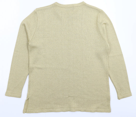 Parallel Womens Gold Knit Pullover Jumper Size M