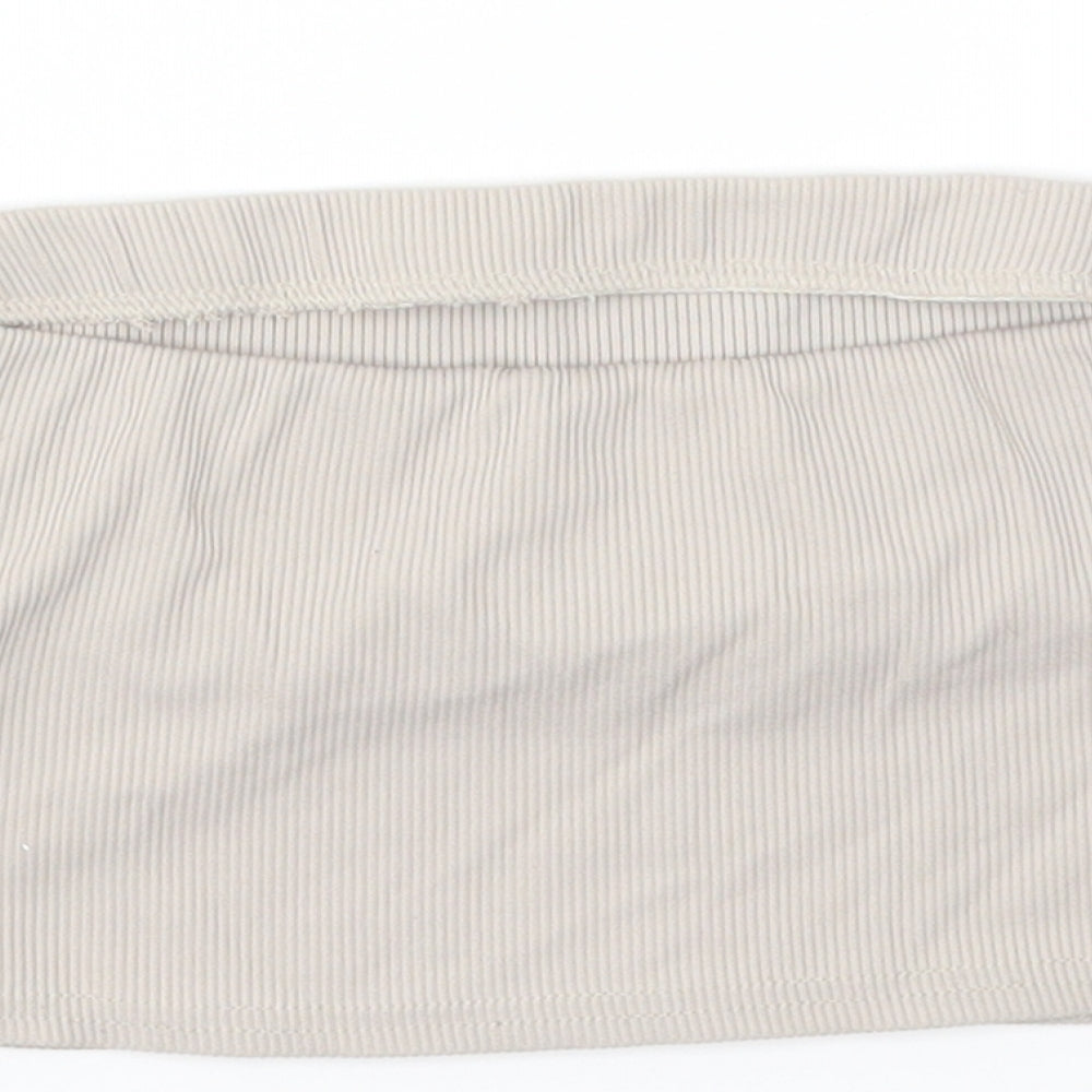 Boohoo Womens Beige Cropped T-Shirt Size 8