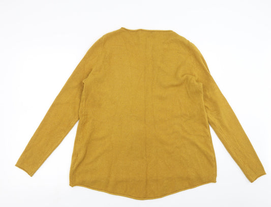 SMF Womens Yellow Knit Pullover Jumper Size 14 - dotted pattern