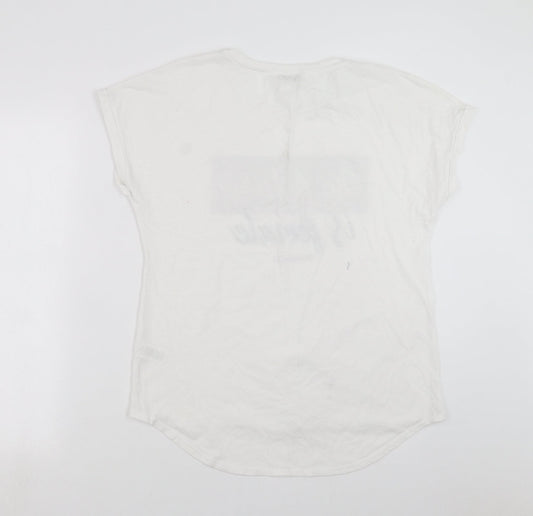 Papaya Womens White Basic T-Shirt Size 14 - the future is female