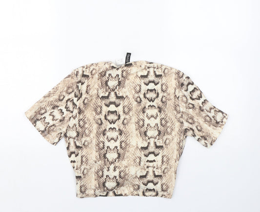 Womens UK Size S H&M Brown Cropped T-Shirt