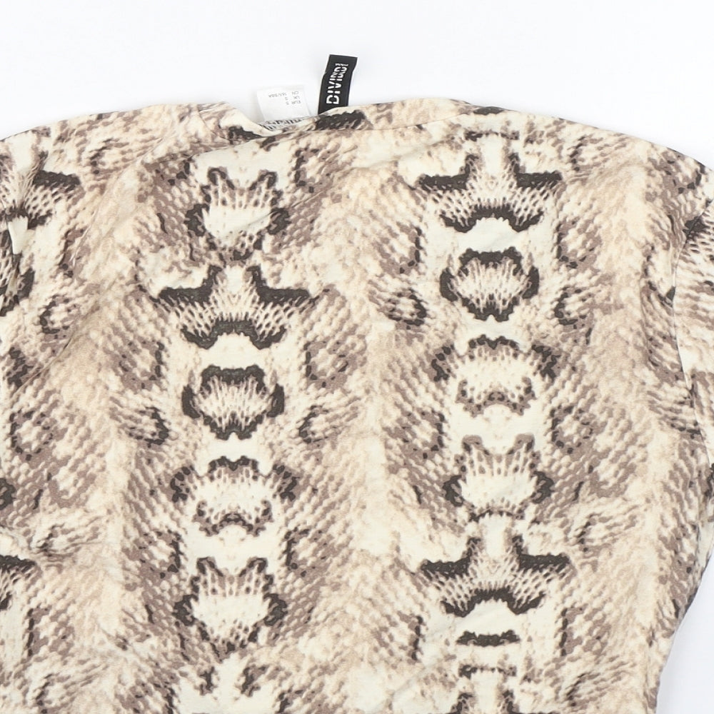 Womens UK Size S H&M Brown Cropped T-Shirt