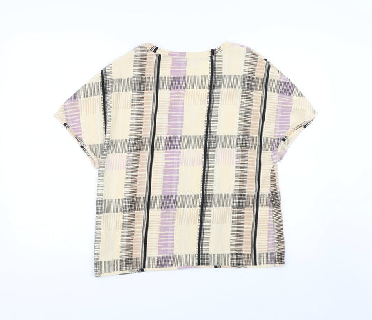 M&S Womens Beige Geometric Basic T-Shirt Size 12