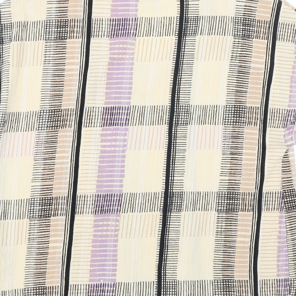 M&S Womens Beige Geometric Basic T-Shirt Size 12