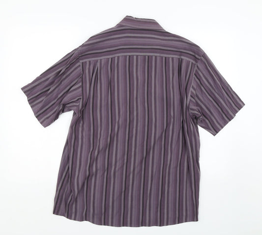 Wolsey Mens Purple Striped Button-Up Size L