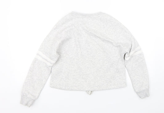 M&S Girls Grey Striped Pullover Sweatshirt Size 10-11 Years
