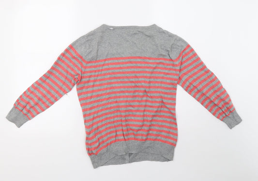 F&F Womens Grey Striped Cardigan Jumper Size 14