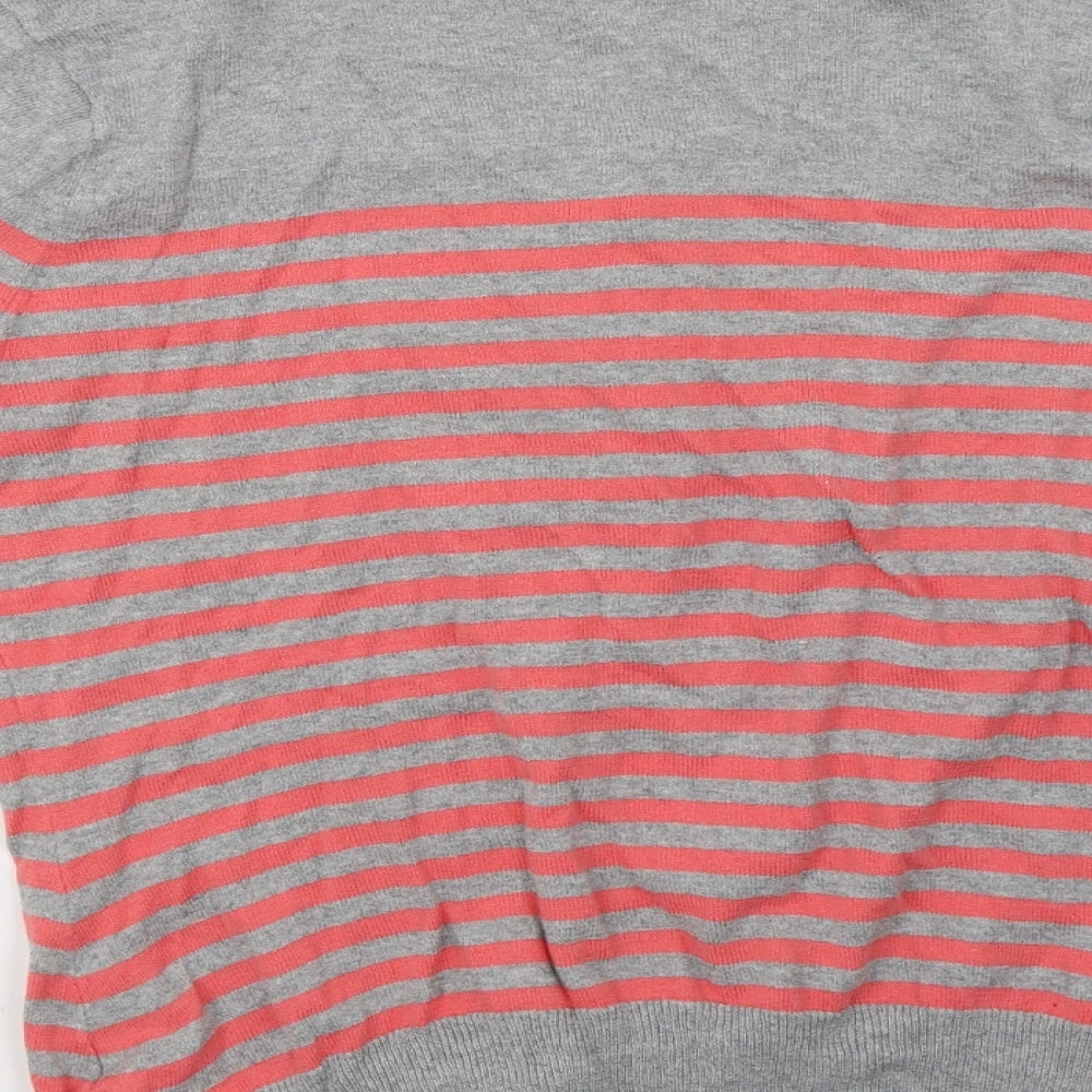 F&F Womens Grey Striped Cardigan Jumper Size 14