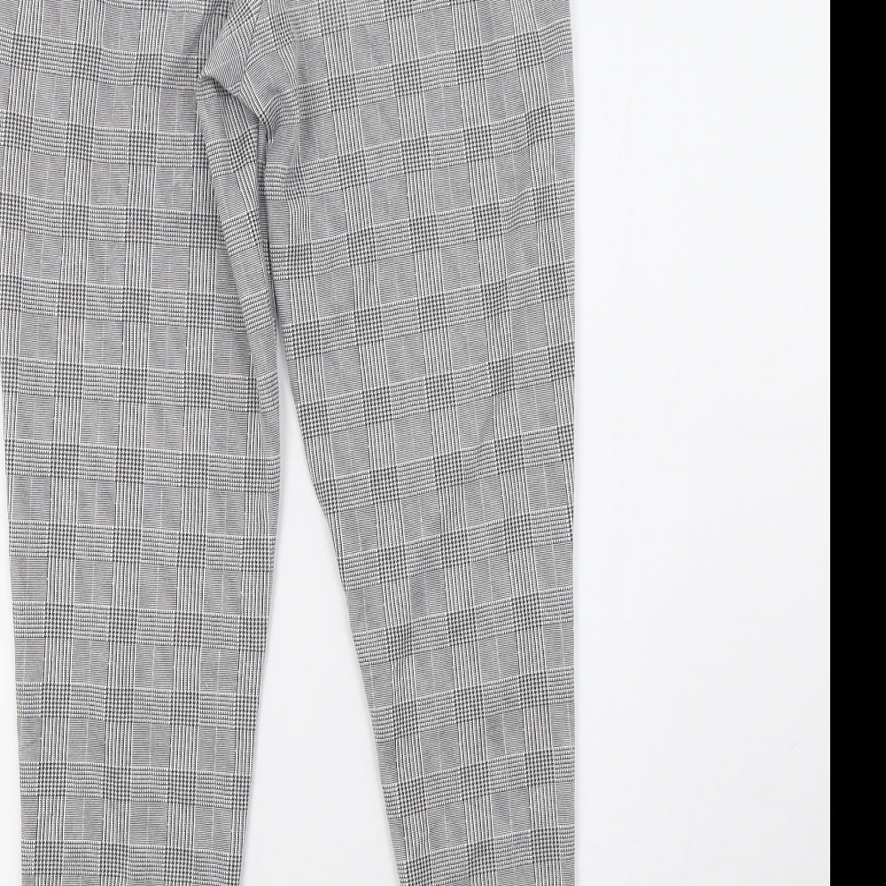 Primark Womens White Check Trousers Size 6 L29 in - v