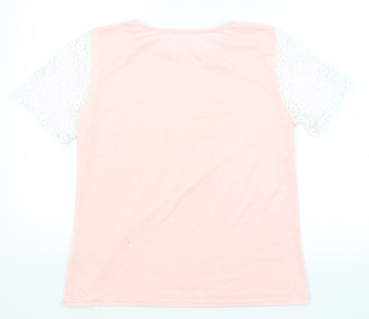 Womens UK Size XL Preworn Pink Basic T-Shirt