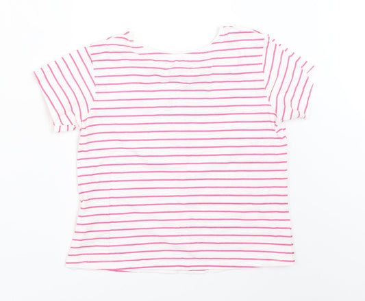 Primark Girls White Striped Basic T-Shirt Size 7-8 Years