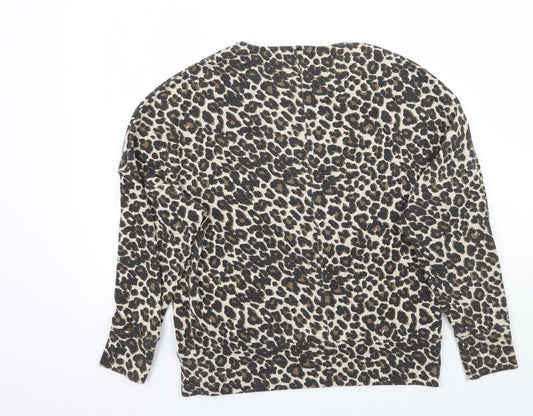 Dorothyt Womens Beige Animal Print Pullover Jumper Size 14