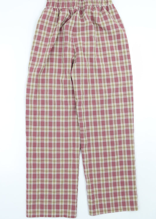 SheIn Womens Red Check Trousers Size S L27 in
