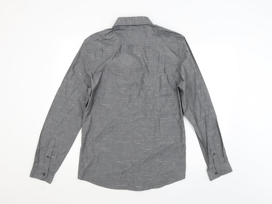 Mens UK Size M By Very Grey Button-Up Long Sleeve Casual Shirt
